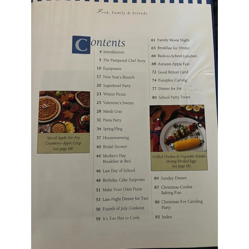 The Pampered Chef Food Family Friends Cookbook Recipes Occasions‎ Vintage 1995